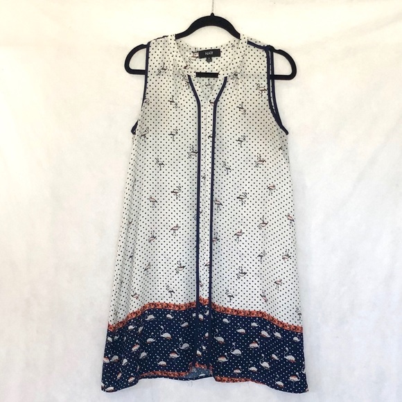 Naif Sleeveless Flamingo & Dot Pattern Tunic Dress - Picture 7 of 8